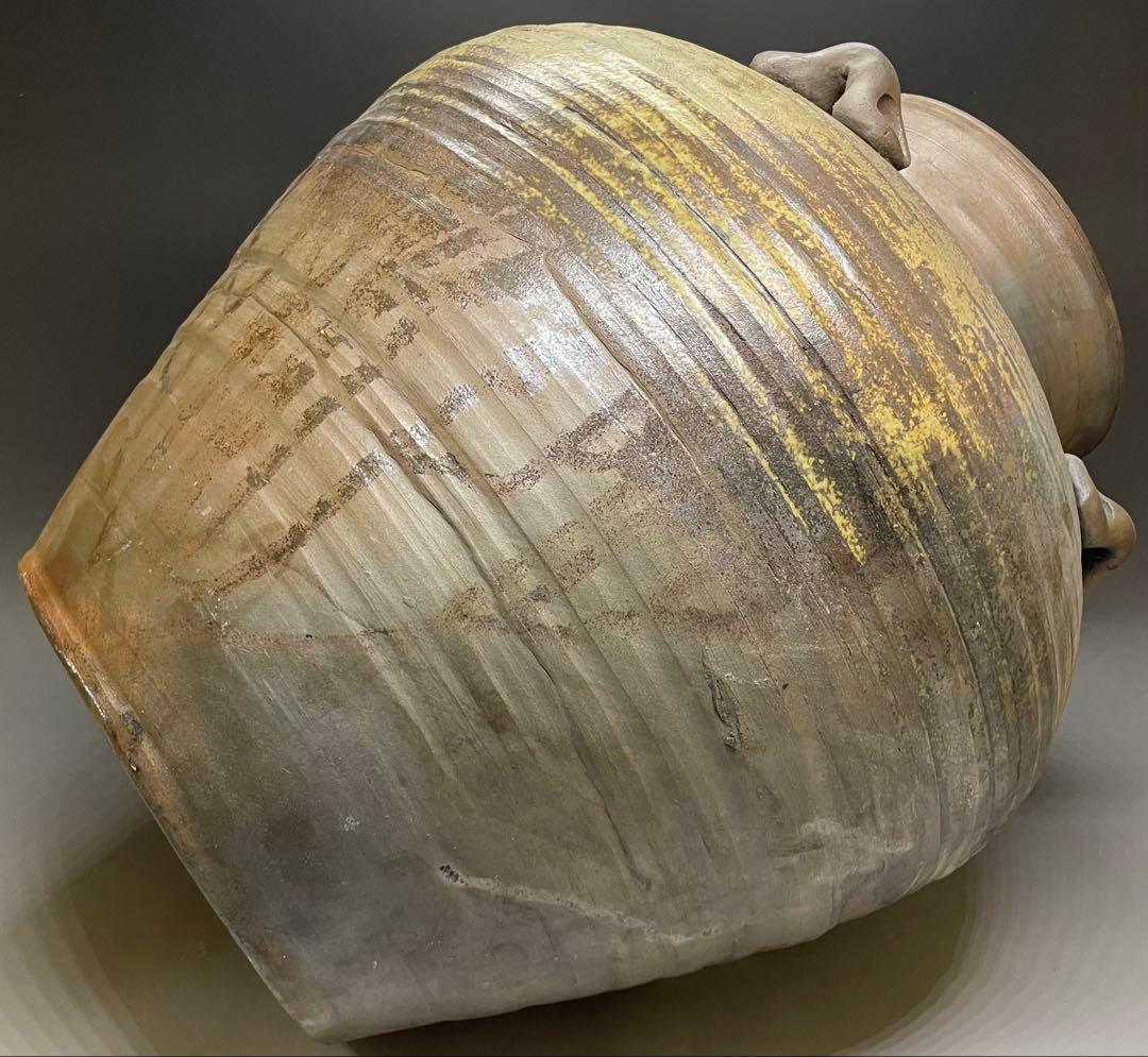 古備前　桃山時代　四耳壺　葉茶壺　大壺　特大　41cm 　Lf6441