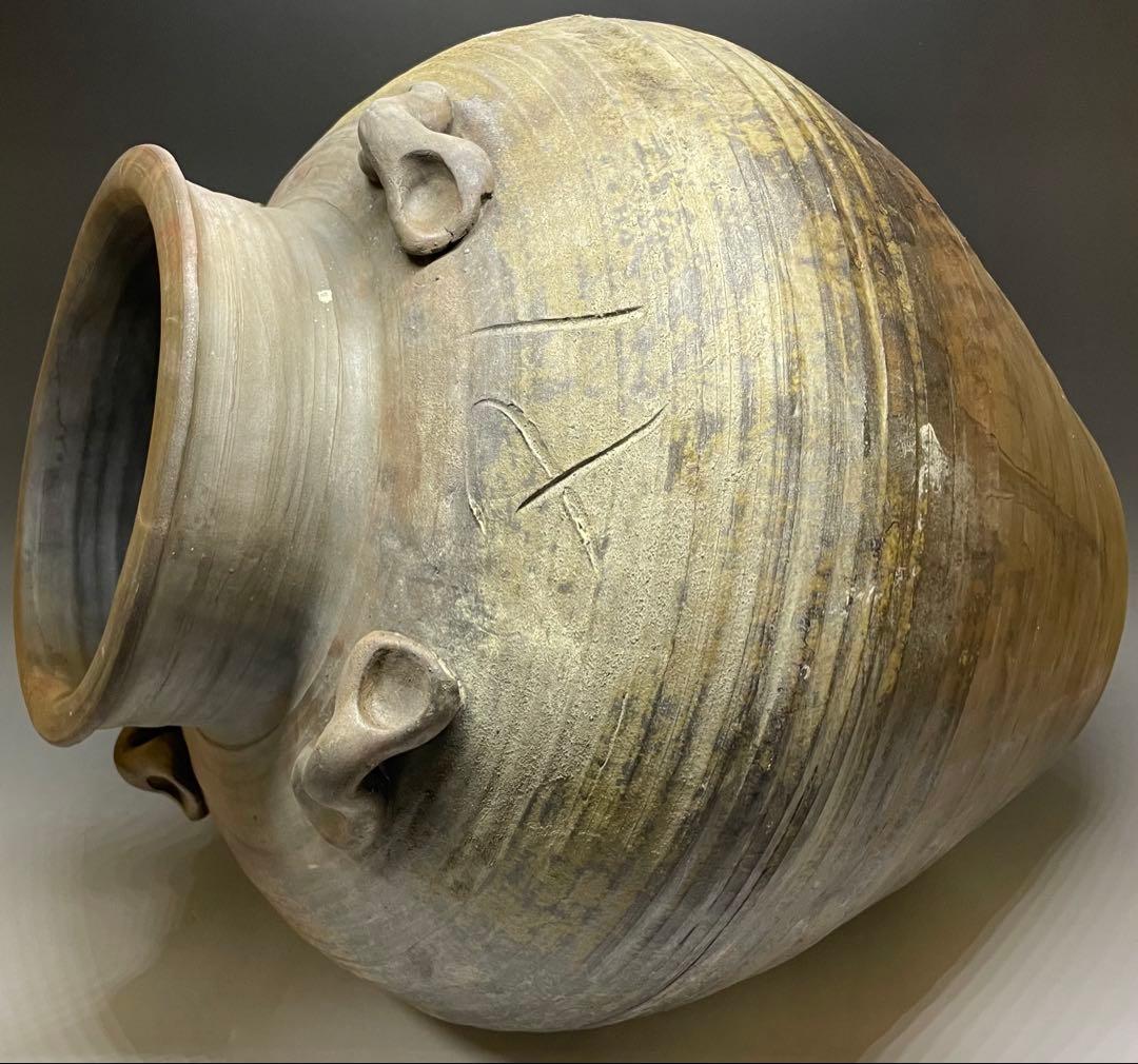 古備前　桃山時代　四耳壺　葉茶壺　大壺　特大　41cm 　Lf6441