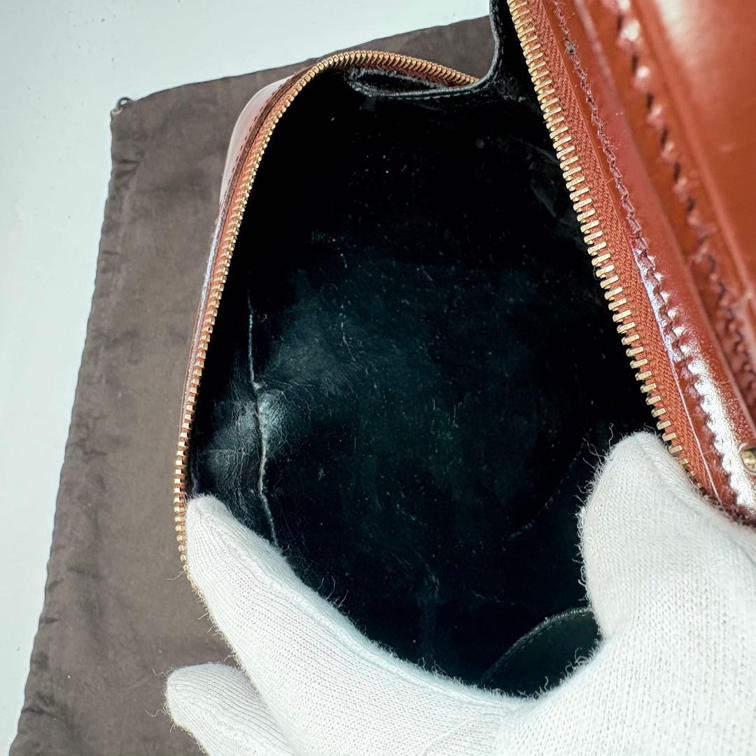 極美品グッチ2wayショルダーバニティバッグ　バンブーエナメルパテントレザー