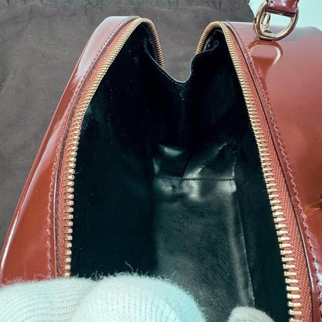 極美品グッチ2wayショルダーバニティバッグ　バンブーエナメルパテントレザー