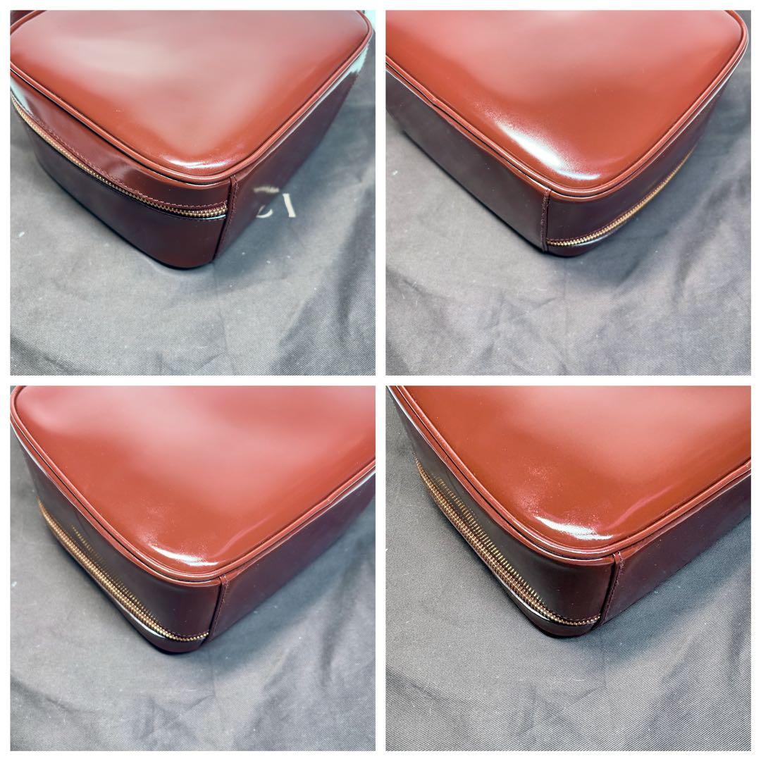 極美品グッチ2wayショルダーバニティバッグ　バンブーエナメルパテントレザー