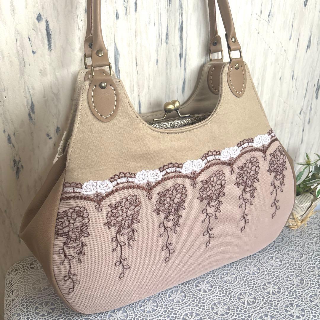 こうやん★断捨離中　あおりがま口バッグ　ハンドメイド