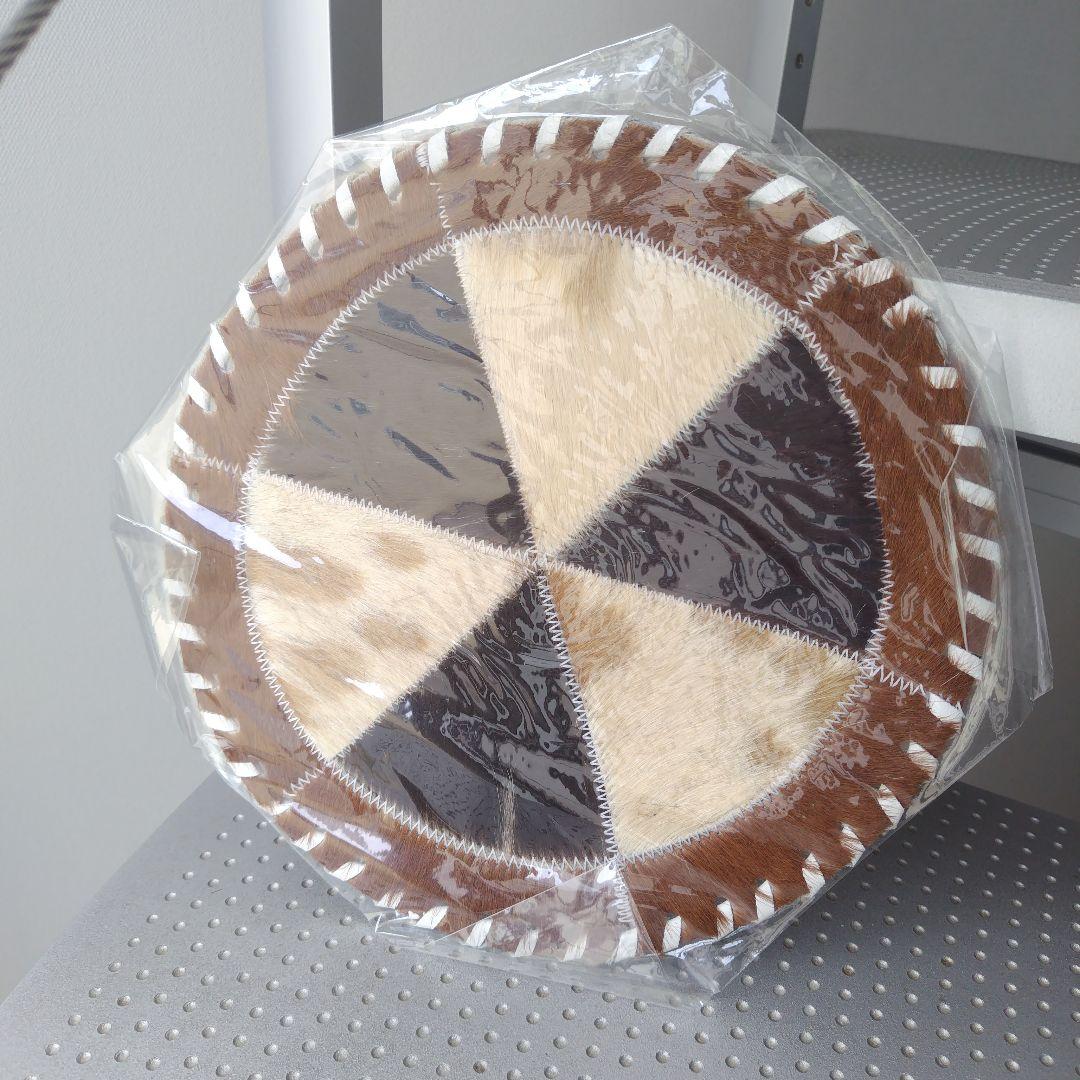 未開封！アメリカンヴィンテージハラコ 本革 ラウンド型マット 3枚 26cm