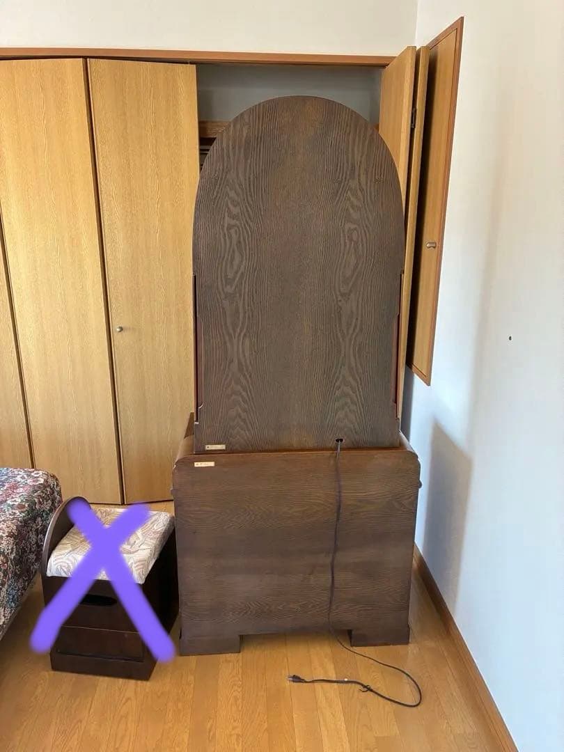 【アンティーク】鏡台　三面鏡　ドレッサー　化粧台　収納スペース多数(イス売却済)