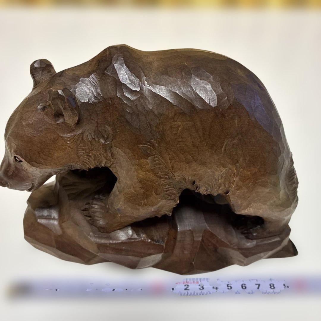 木彫り熊　堀井作　彫刻　美術品 工芸品 サイズ高さ約15cm幅約21cm