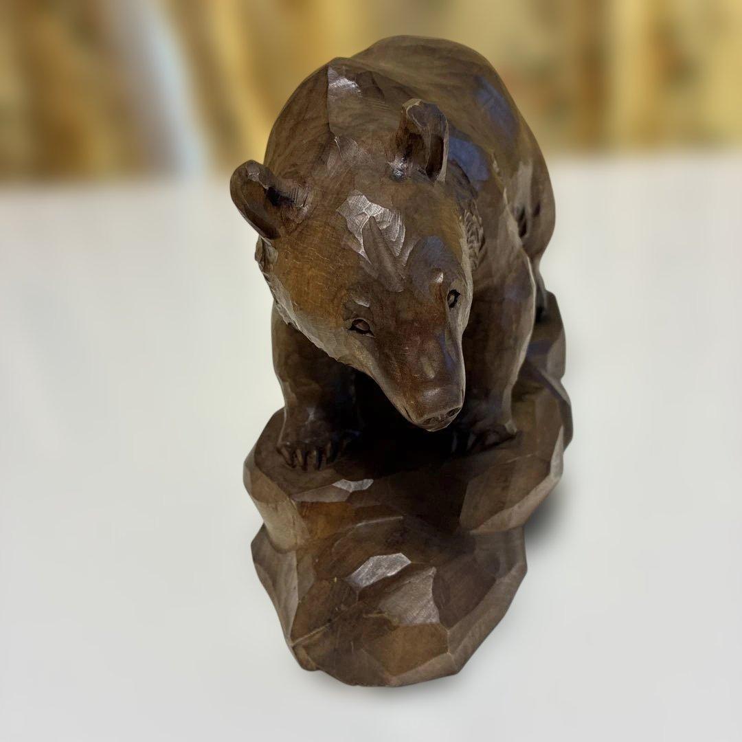 木彫り熊　堀井作　彫刻　美術品 工芸品 サイズ高さ約15cm幅約21cm