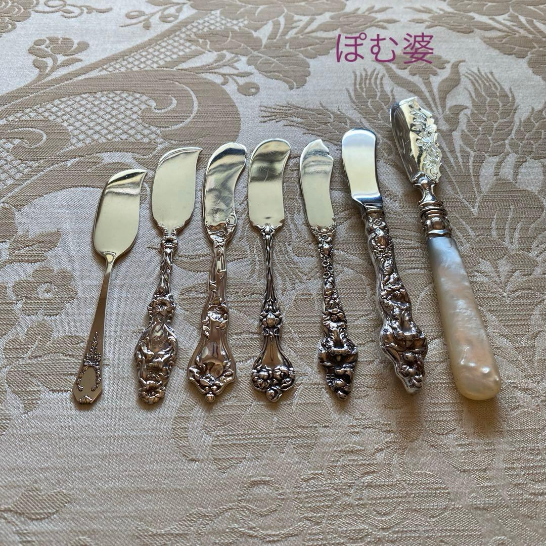 【英国／純銀製】白蝶貝ハンドル／マスターバターナイフ チーズスクープ１本