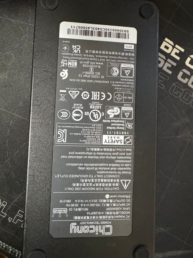 RTX3080搭載 msi ノートPC GP66-11UH-821JP