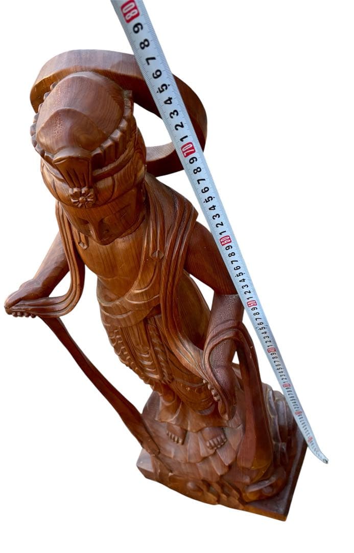 特大　迫力　雲中供養菩薩　一刀彫 木製75cm