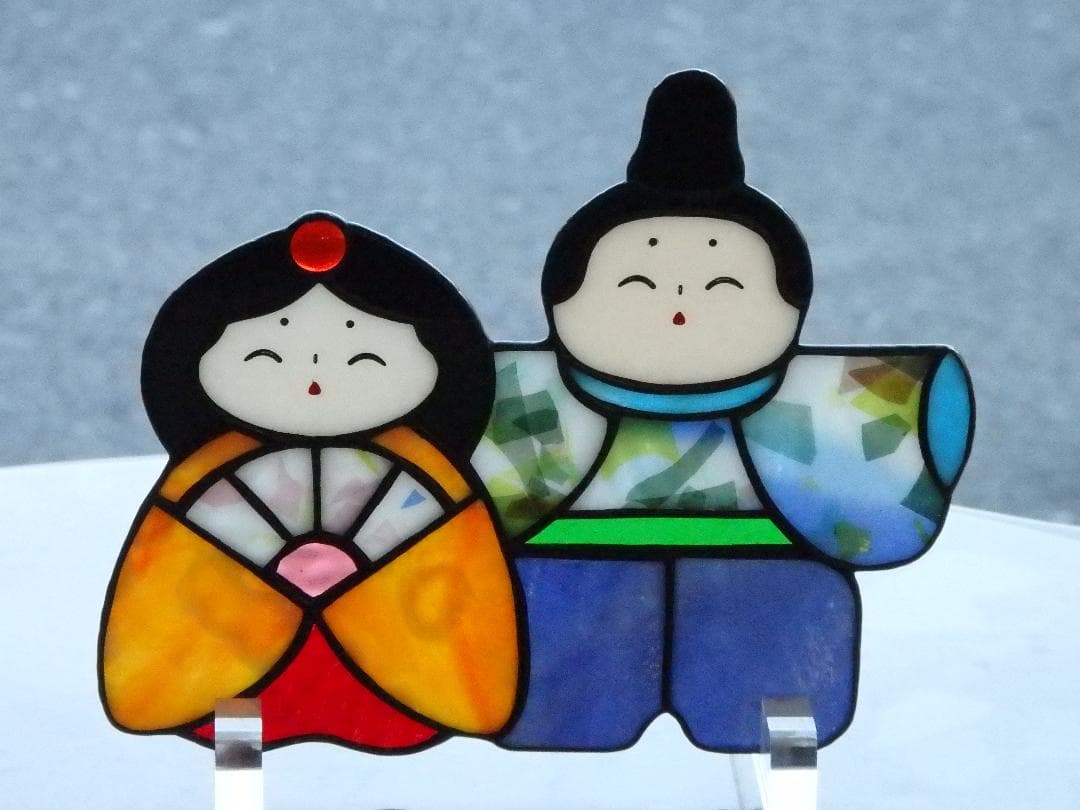ステンドグラスの小さなお雛様　　ハンドメイド