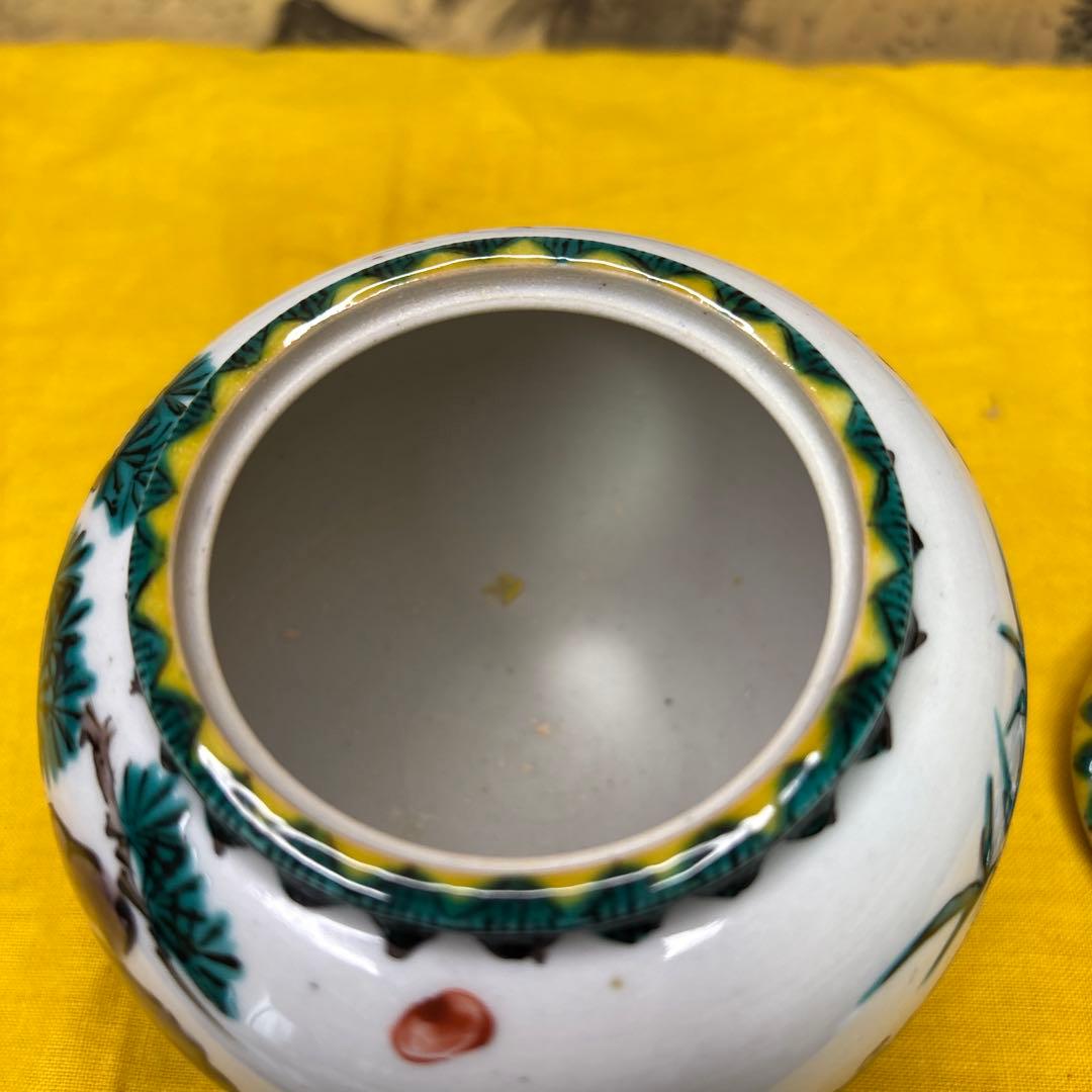 色絵山水　香炉　三代為吉 三ツ井詠一　　共箱　共琹　美品　人気作家　1058