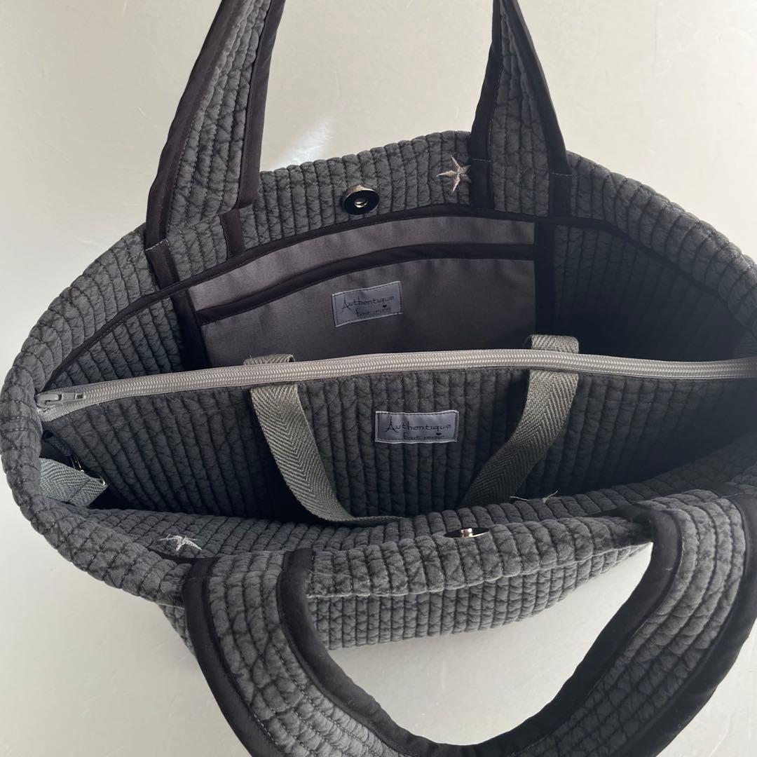 ヌビ　月星/濃いグレー　トートバック　バックインポーチ　ヌビバック　イブルバック