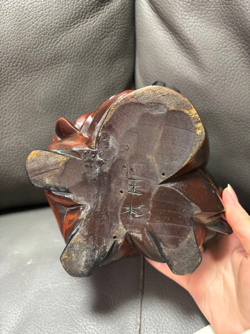 三面大黒天さま　置物　木製　木彫り