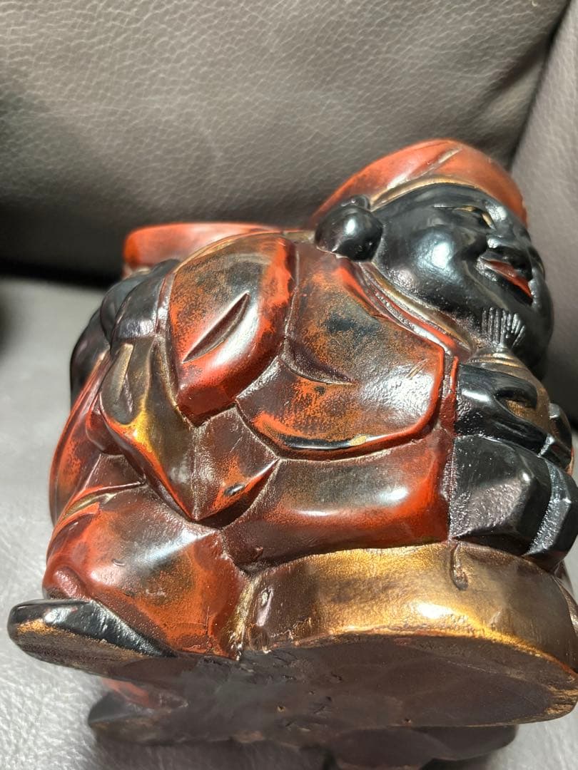 三面大黒天さま　置物　木製　木彫り