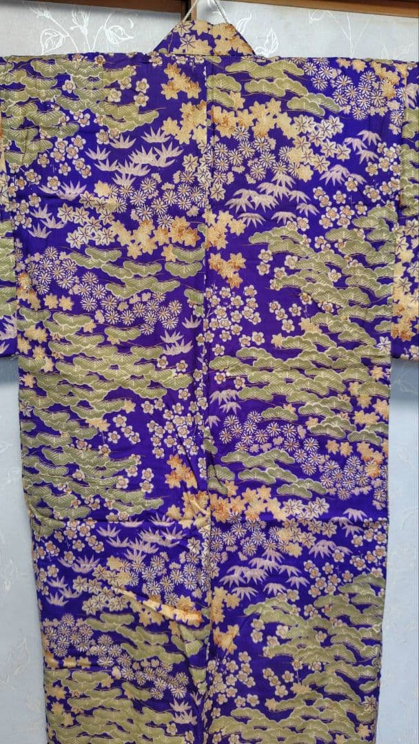 RK526アンティーク子供着物着丈104センチ裄丈52センチ木綿しつけ糸付き