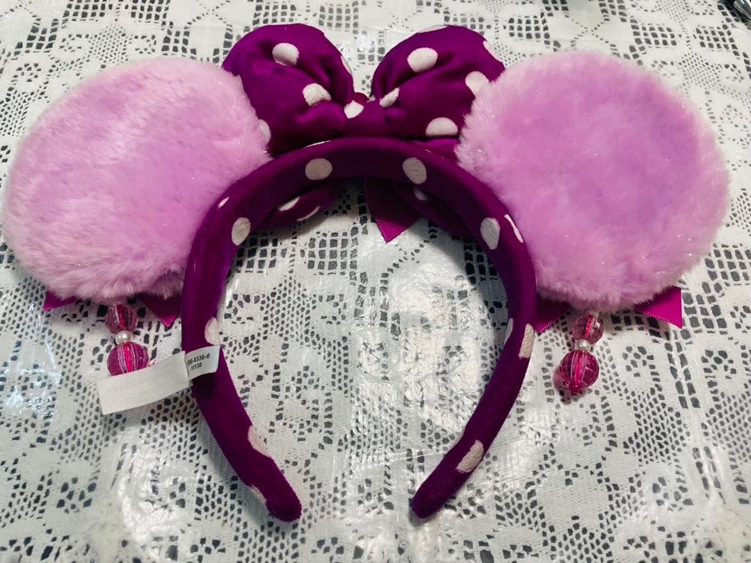 ディズニー カチューシャ ミニー イヤリング ピンク 紫