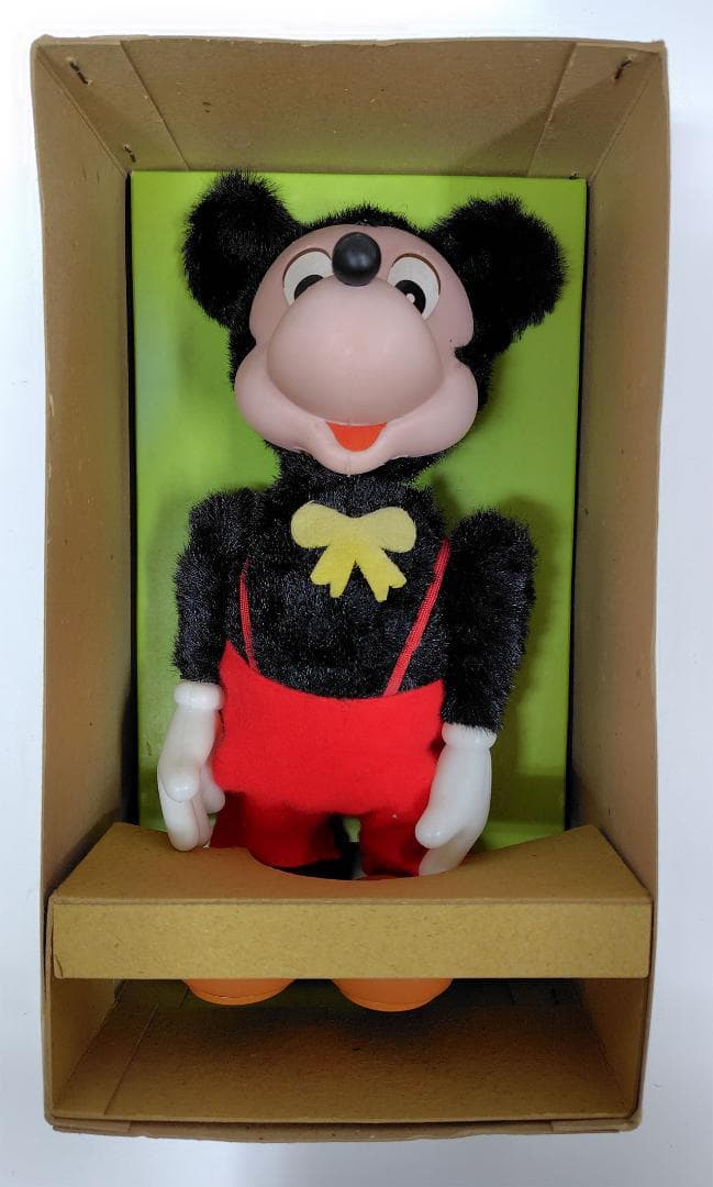 【極稀少】箱付 完動品 バンダイ ミッキーマウス ゼンマイ歩行 70s 当時物