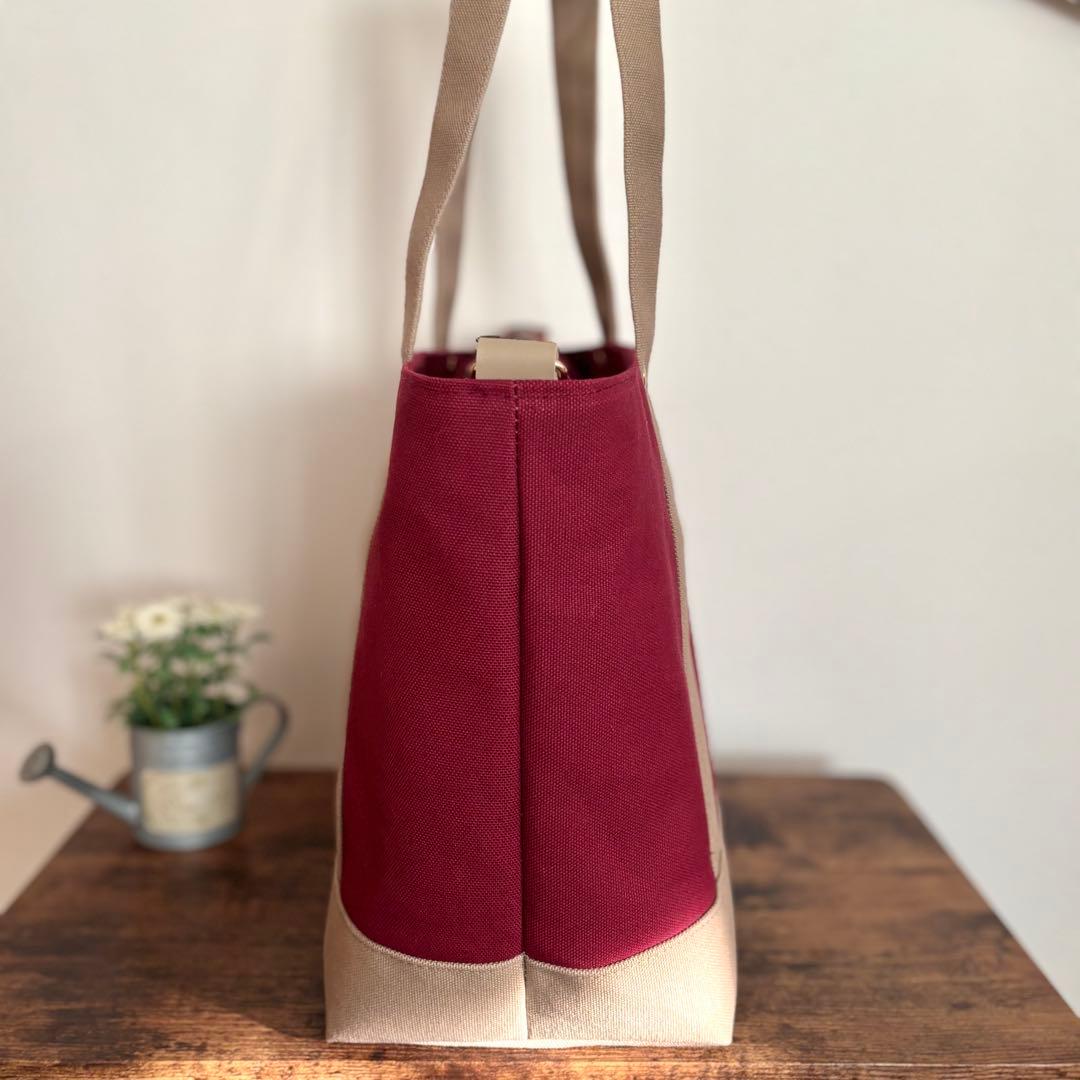 【JUNE】あおりポケット付きトートバッグL 倉敷8号帆布　ボルドー