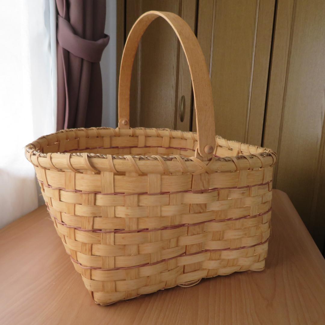 ハンドメイド　バスケット材料　４点セット　ハンドル等　木製　かご籠