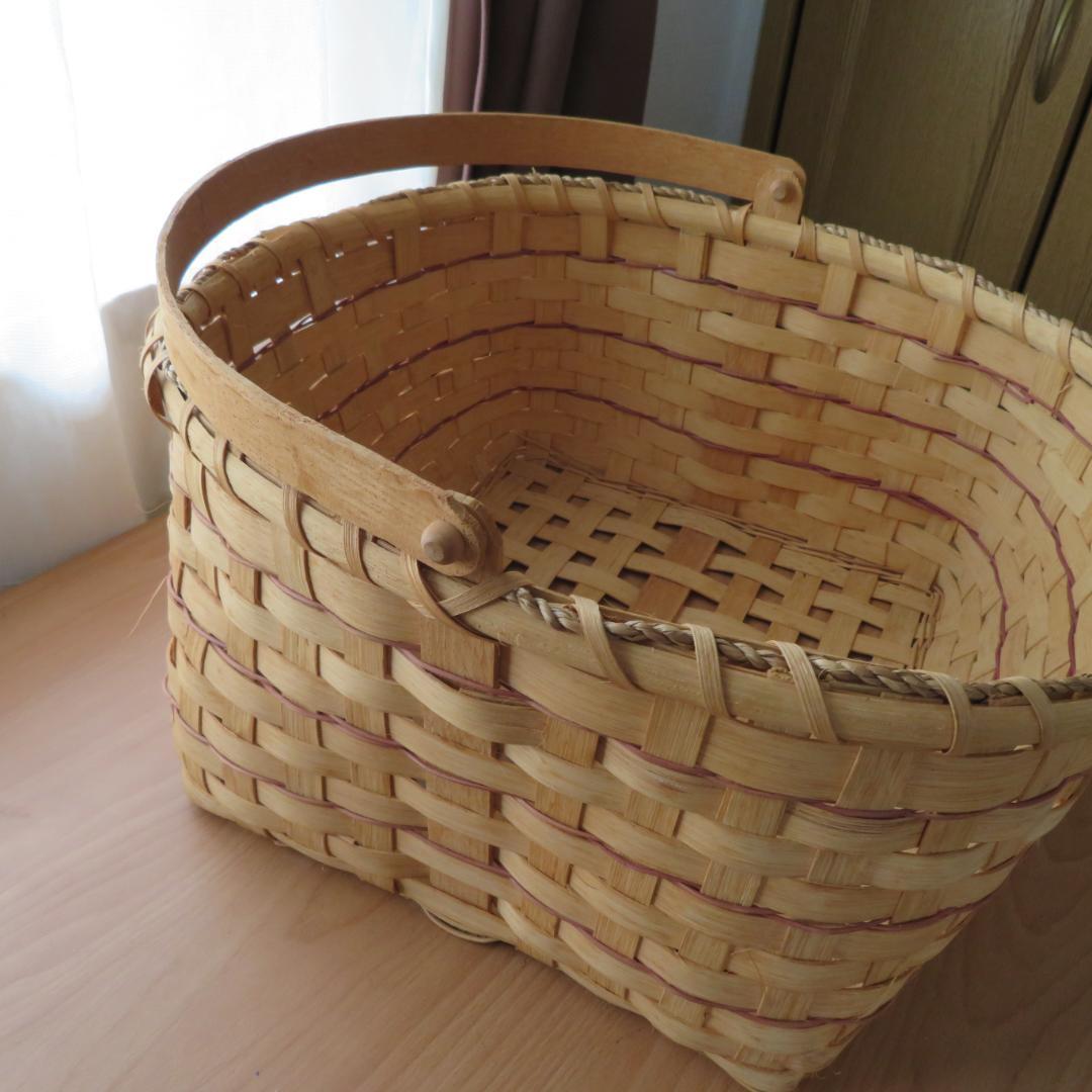 ハンドメイド　バスケット材料　４点セット　ハンドル等　木製　かご籠