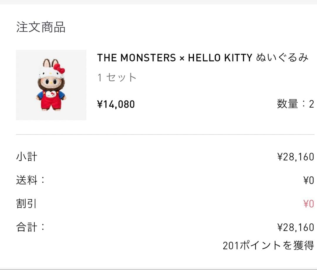 THE MONSTERS × HELLO KITTY めいぐるみ ラブブ