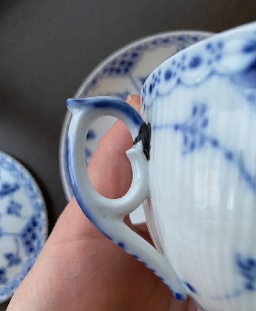 ロイヤルコペンハーゲンブルーフルーテッド1/764 金継ぎ難あり