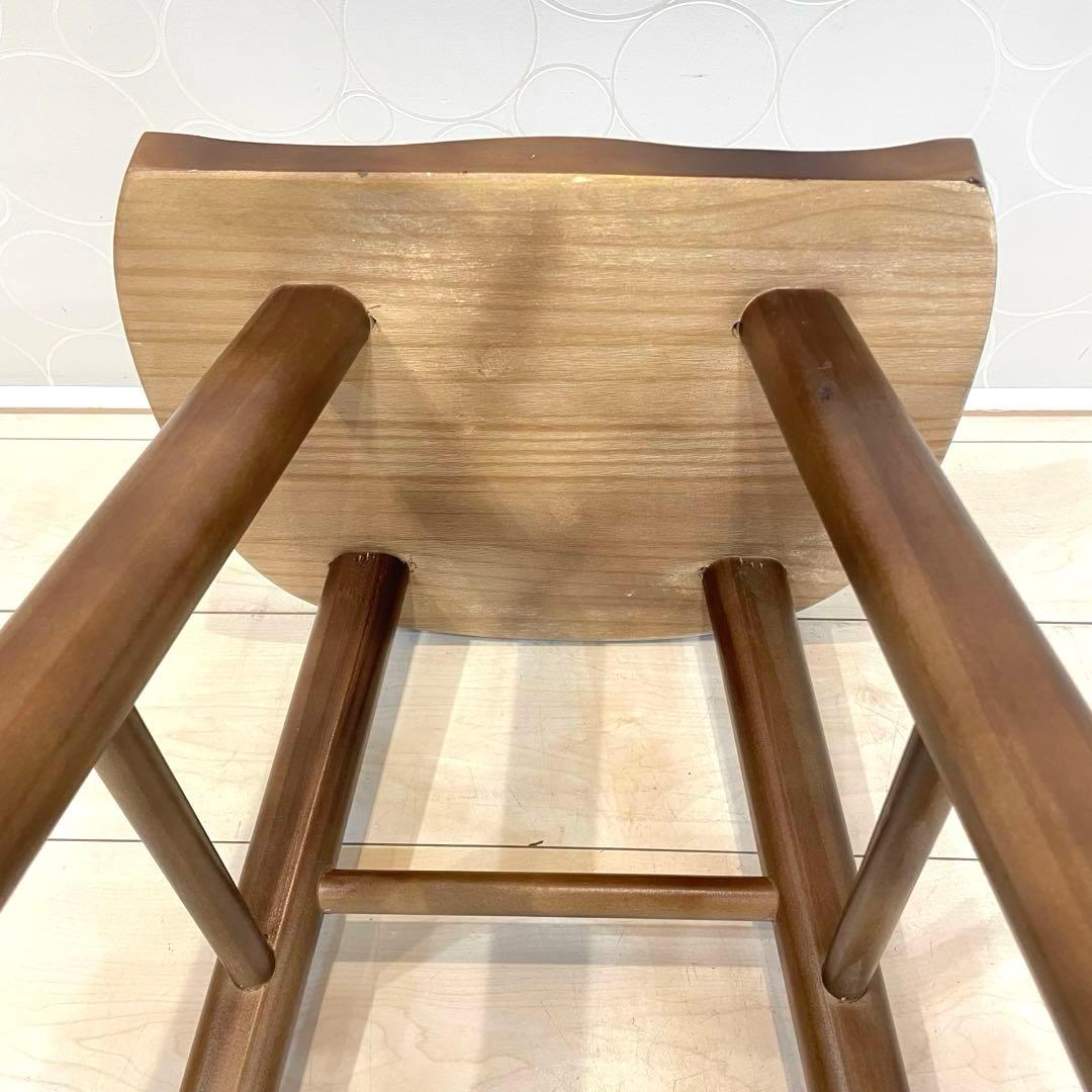 【美品】天然木 無垢材 木製スツール カウンター椅子 丸脚￼ アンティーク