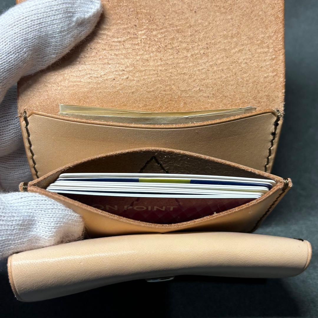 【栃木レザー】コンパクトウォレット ナチュラル　エイジング　トラッカーウォレット