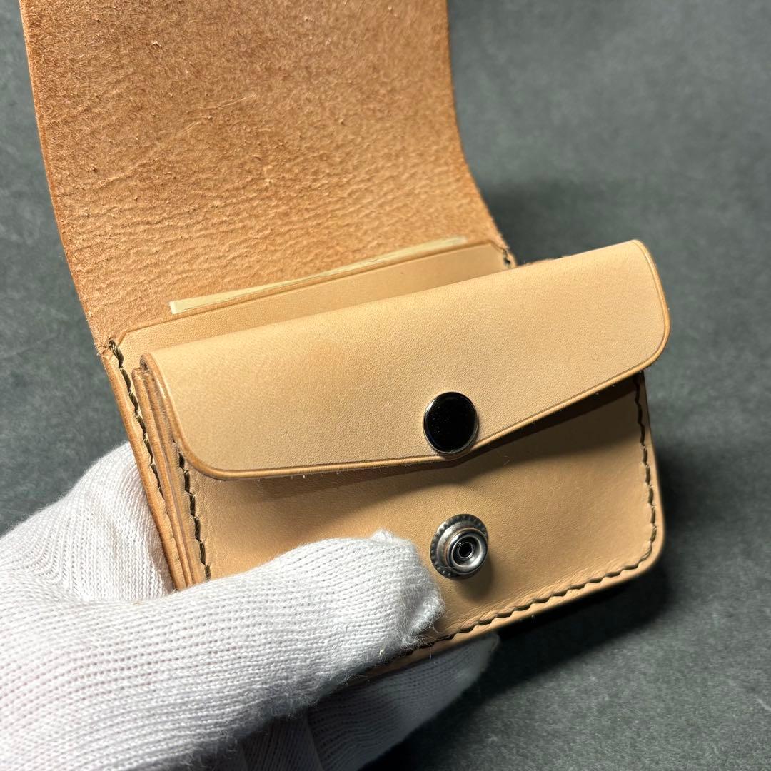 【栃木レザー】コンパクトウォレット ナチュラル　エイジング　トラッカーウォレット