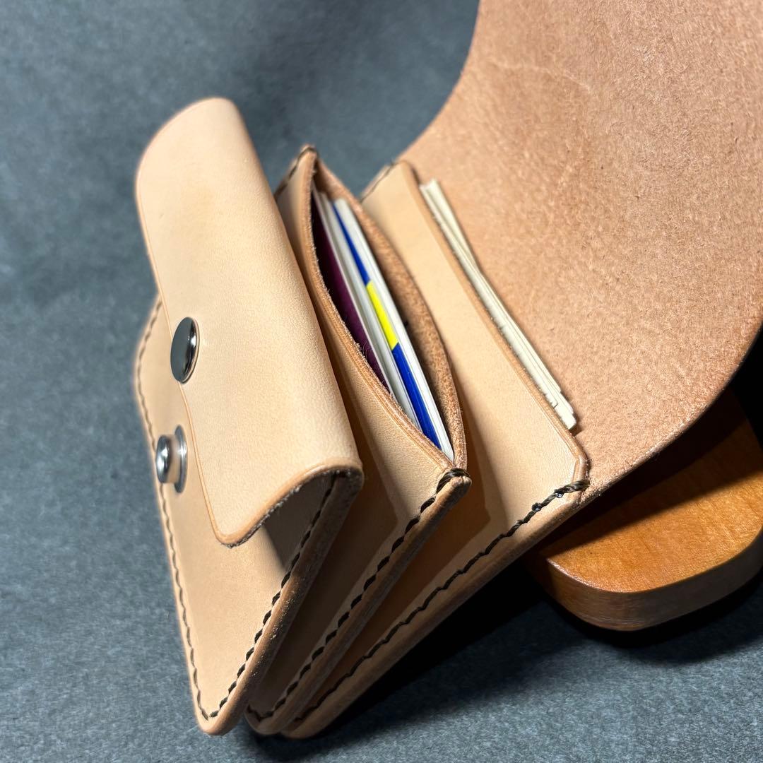 【栃木レザー】コンパクトウォレット ナチュラル　エイジング　トラッカーウォレット
