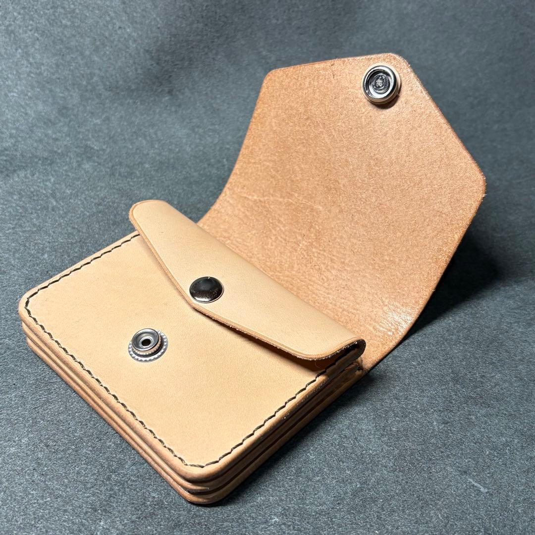 【栃木レザー】コンパクトウォレット ナチュラル　エイジング　トラッカーウォレット