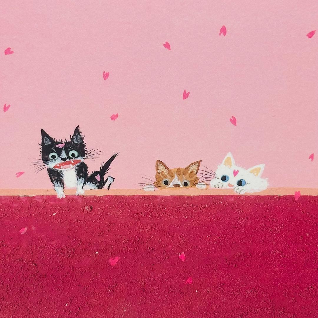 直筆サインイラスト入り 渡辺あきお さんにんの旅立ち 版画