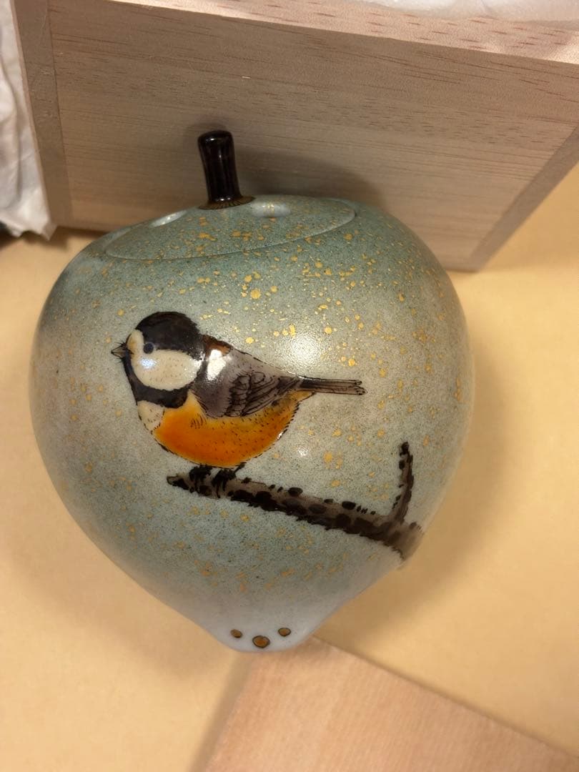 九谷焼 3号香炉 ヤマガラ/中村陶志人