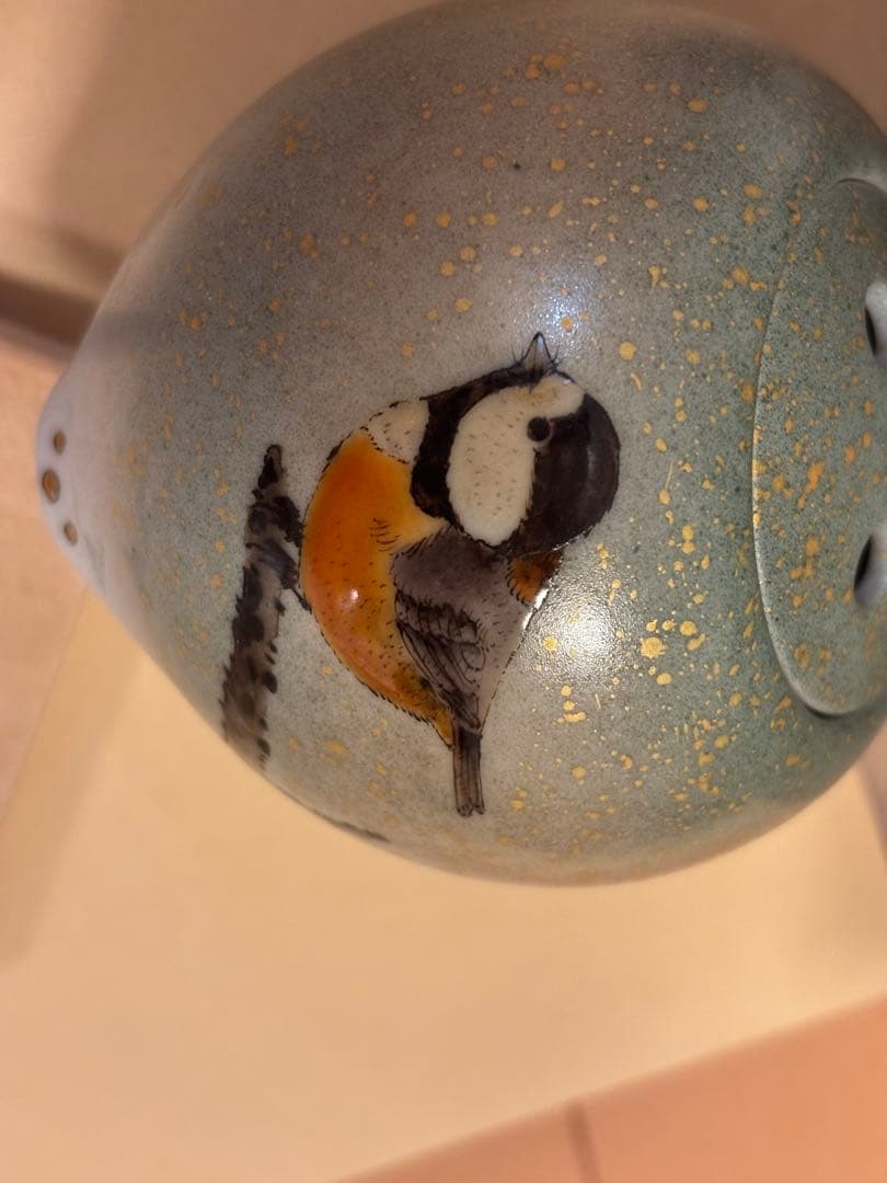 九谷焼 3号香炉 ヤマガラ/中村陶志人