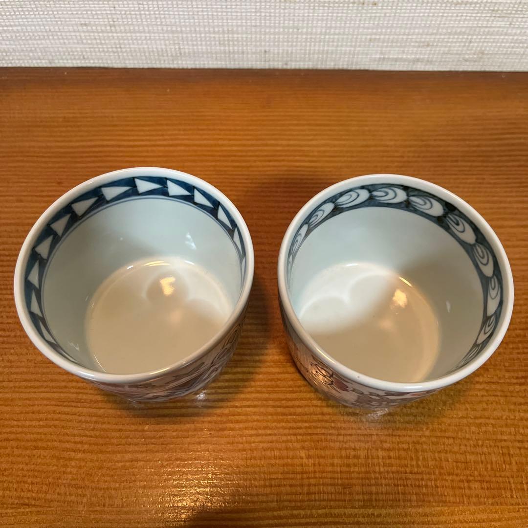 有田焼伊万里焼　文三窯　染錦 蕎麦猪口二客