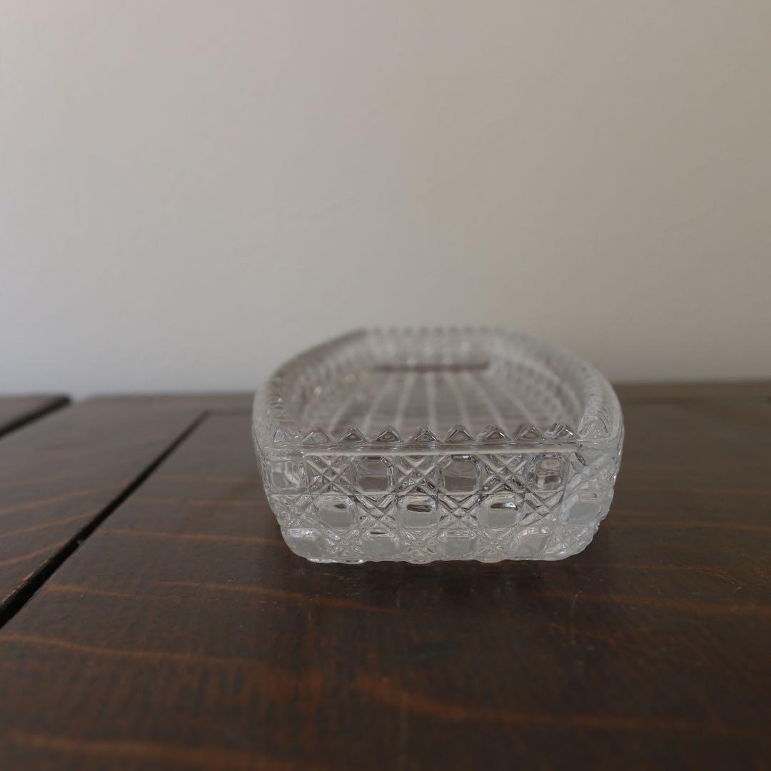 和硝子 籠目突出し皿　和ガラス　長皿　6セット（アンティーク古道具蚤の市骨董