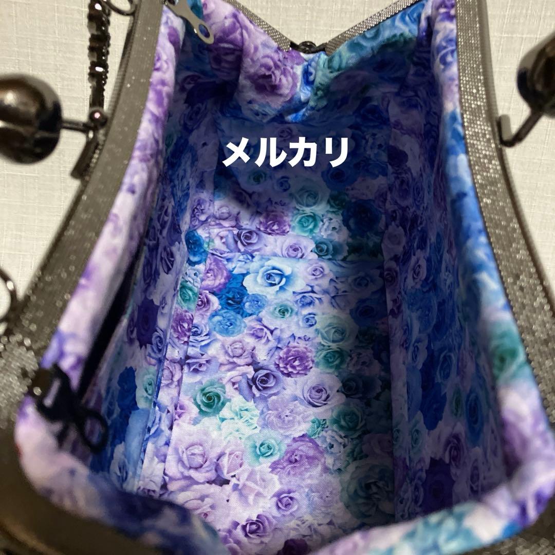 刺繍バッグ　がま口バッグ　ハンドメイド　持ち手　オシャレバッグ