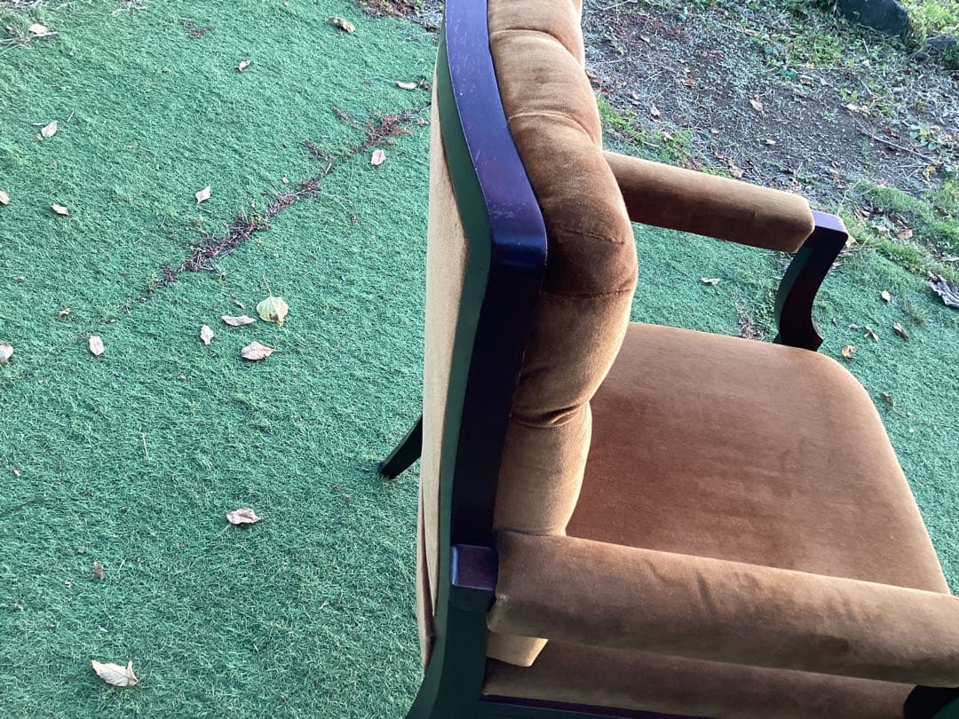 1人掛けソファ　アームチェア　ベロア調　椅子　ソファ