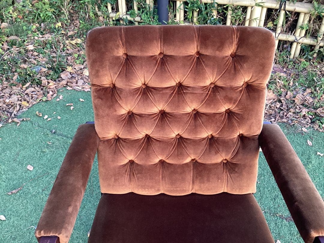 1人掛けソファ　アームチェア　ベロア調　椅子　ソファ