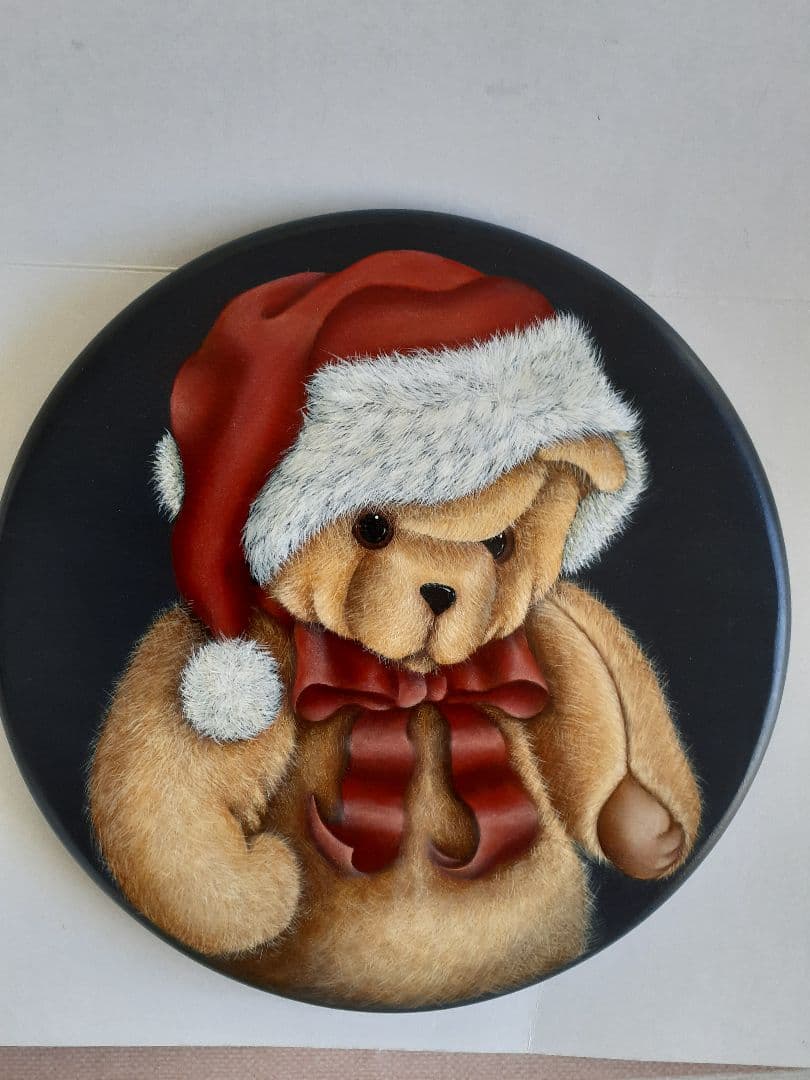 トールペイント作品　くまのクリスマス ティン缶