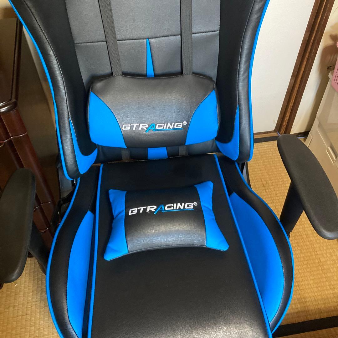 ゲーミングチェアGTRACING オットマン付きリクライニング デスクチェア