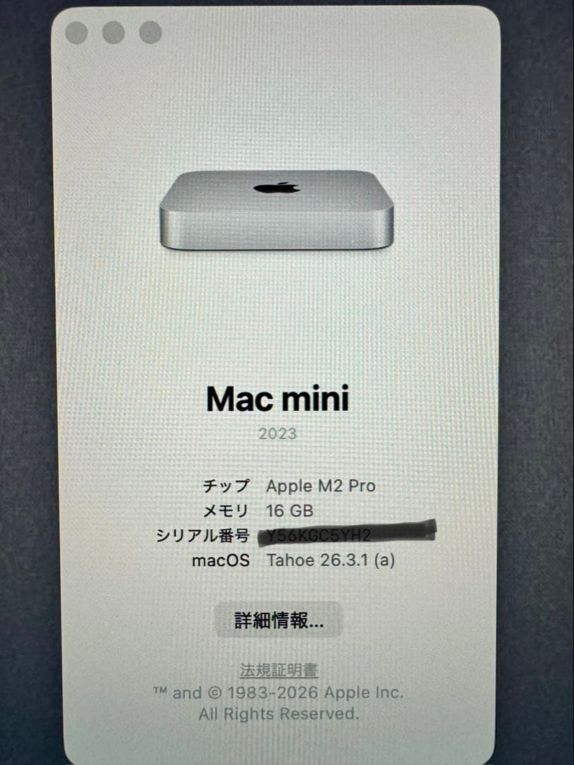 Apple Mac mini M2 pro 1TB 16GB 純正ケーブル有り