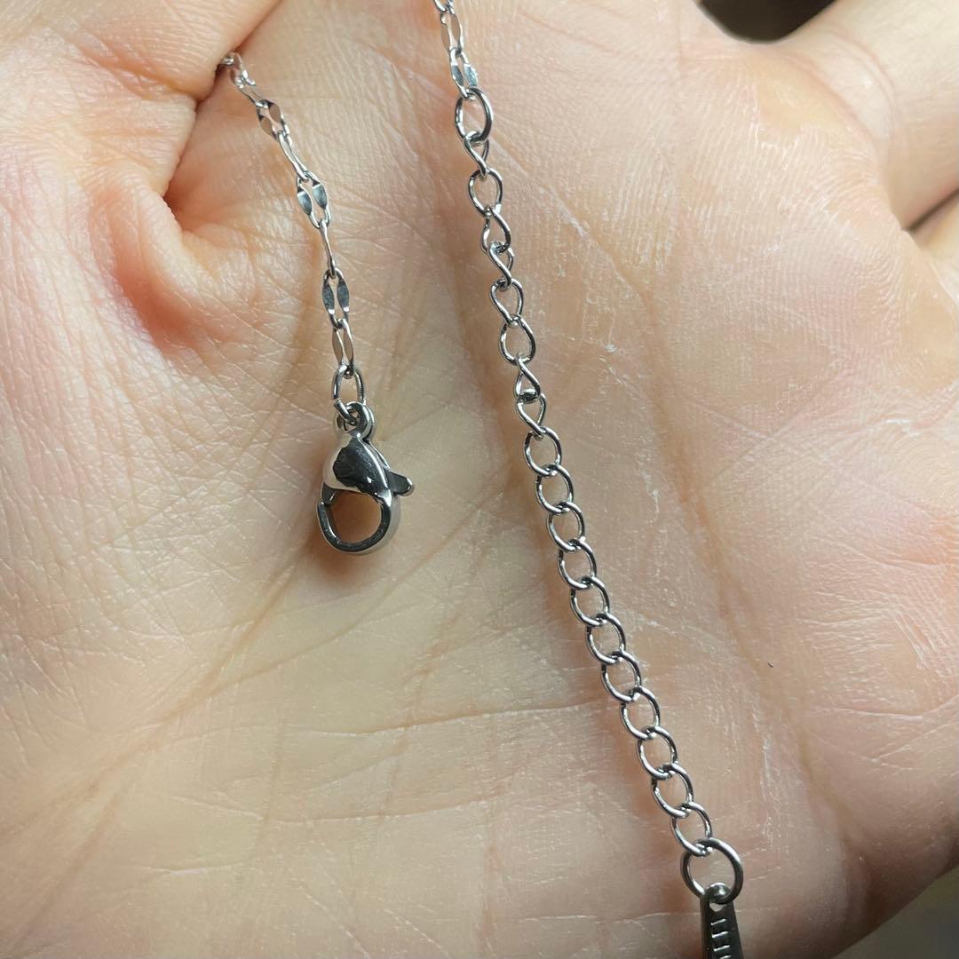 天然石ネックレス　アンモライト　螺化石　ブラウン　緑シラー　SV925刻印