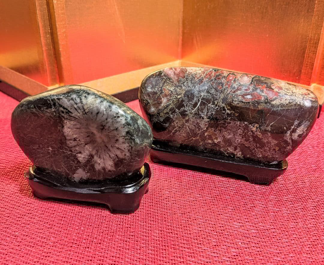 菊花石 岐阜県根尾谷産２個セット 鑑賞石 観賞石 水石 盆石 天然石 置物