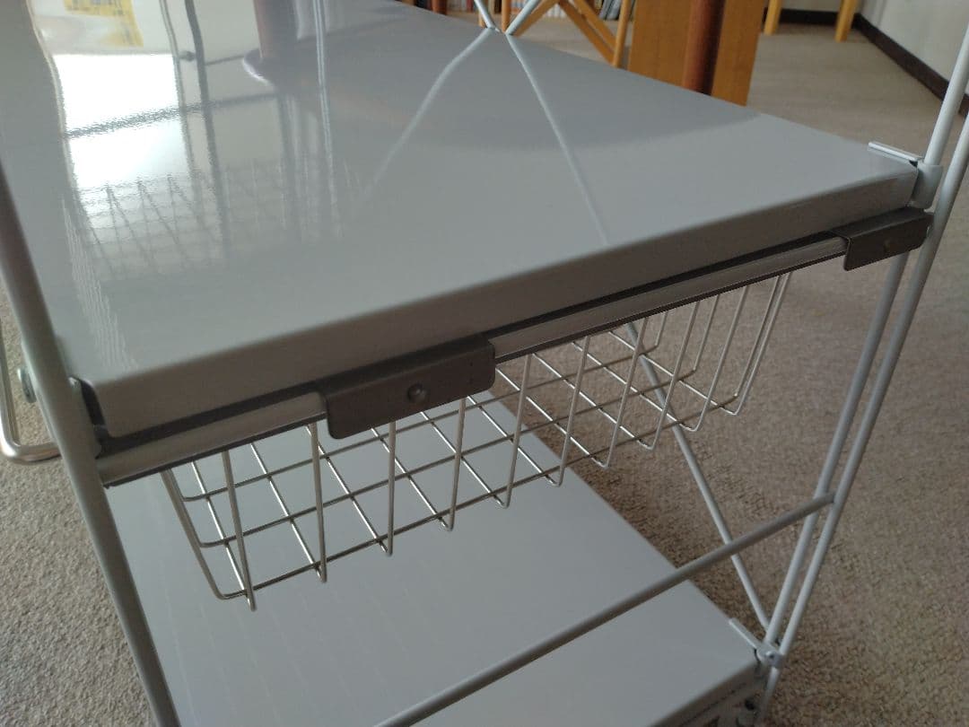 【美品】MUJI無印良品 スチールユニットシェルフ小ワイド86cmバスケット×2