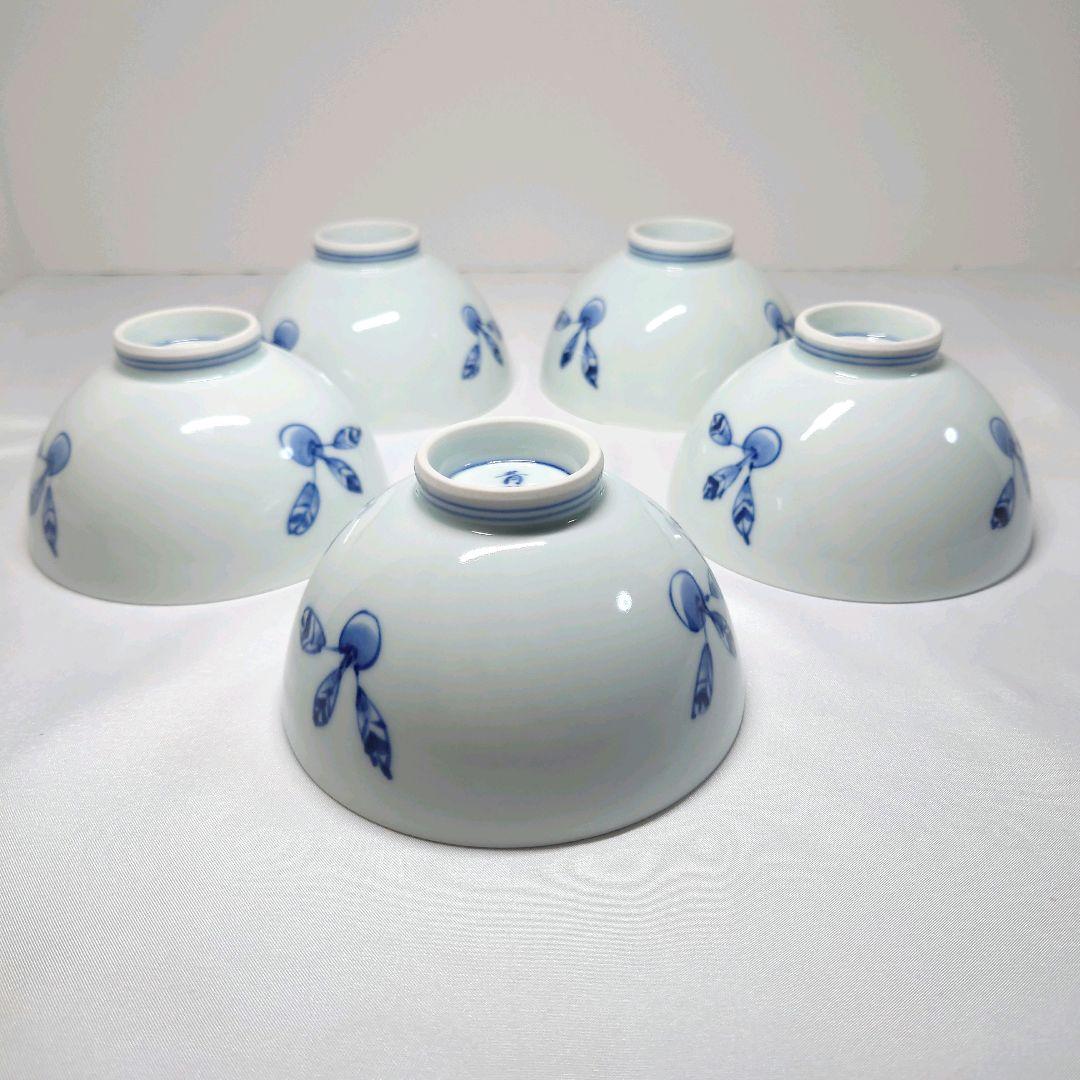 青花　しん窯　奴だこ　飯茶碗　5個