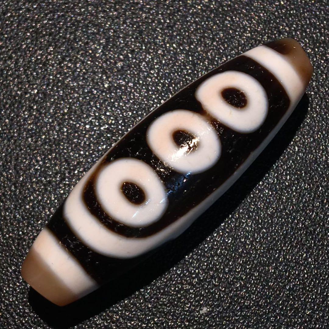 極上手作五眼天珠 希少 天珠 瑪瑙 茶 ビーズ 開運 魔除け 根付