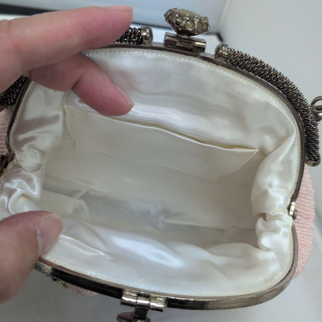 レトロなフラワーモチーフ ビーズ刺繍 ハンドバッグ