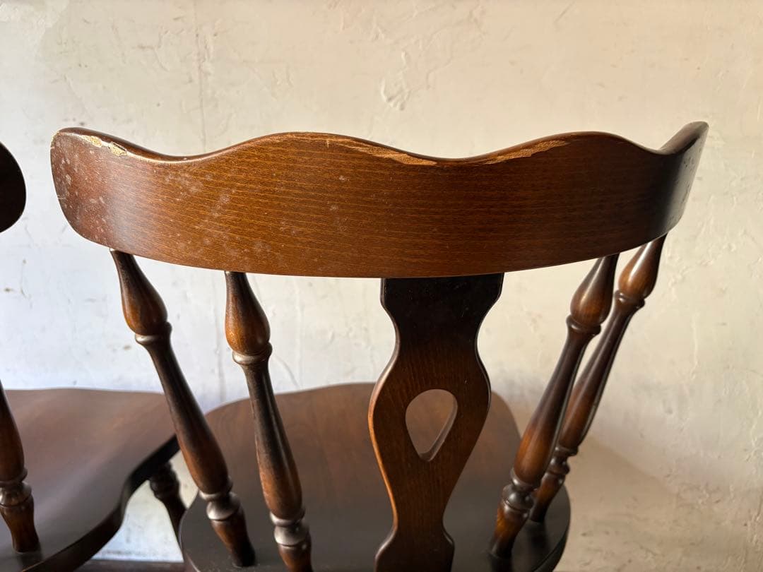 キツツキ　木製スピンドルバックチェア 2脚セット