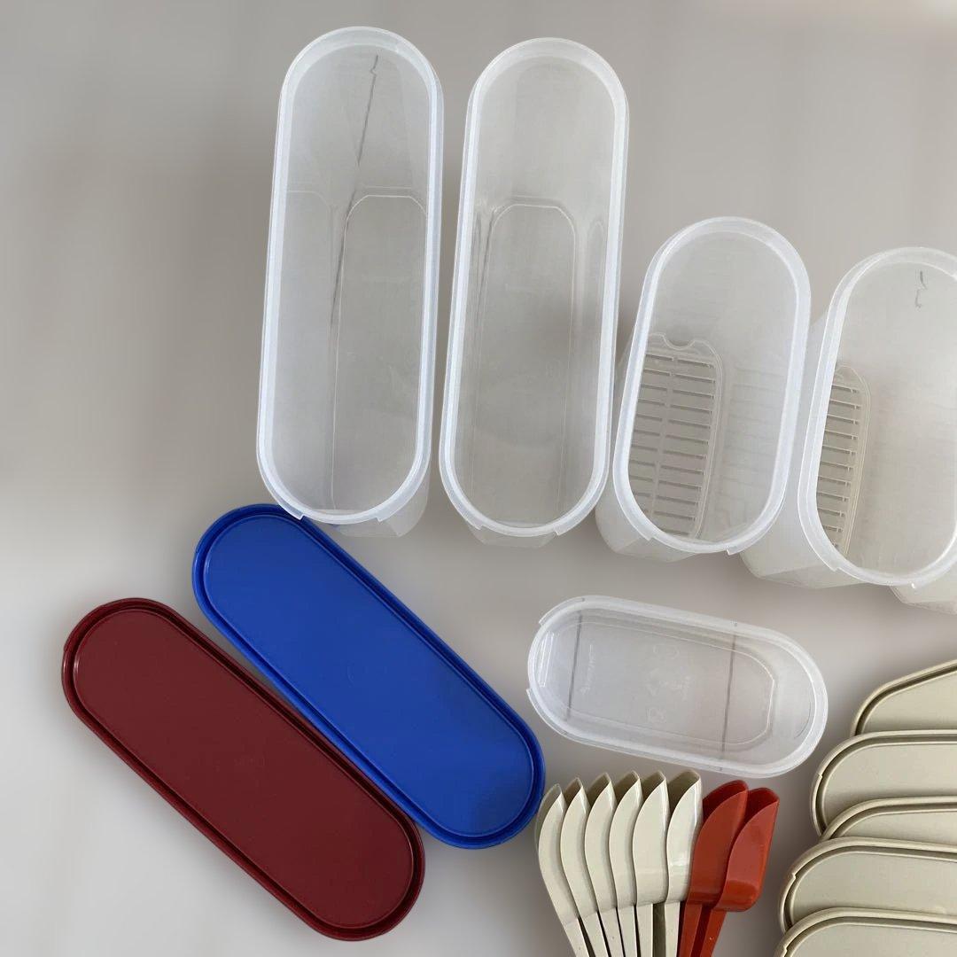 も*く様 Tupperware MM楕円7個 (すのこ付き3個)＆スプーン